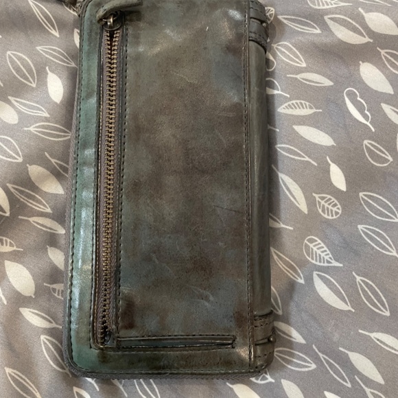 Studded leather grey/blue wallet - Picture 2 of 3